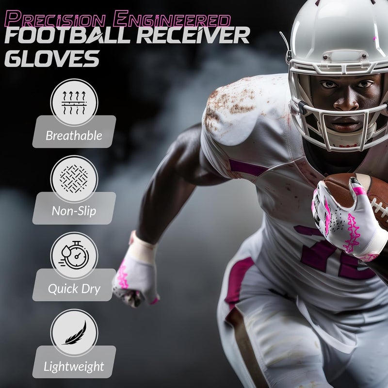 RED WORLD Football Gloves for Youth and Adult, Sticky Receiver Gloves for Boys, Girls and Men, Enhanced Performance for Youth and Adult Football Game. - Image 2